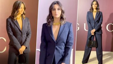 Alia Bhatt Is a Sight to Behold in Black Pant Suit Paired With Statement Necklace (Watch Video)